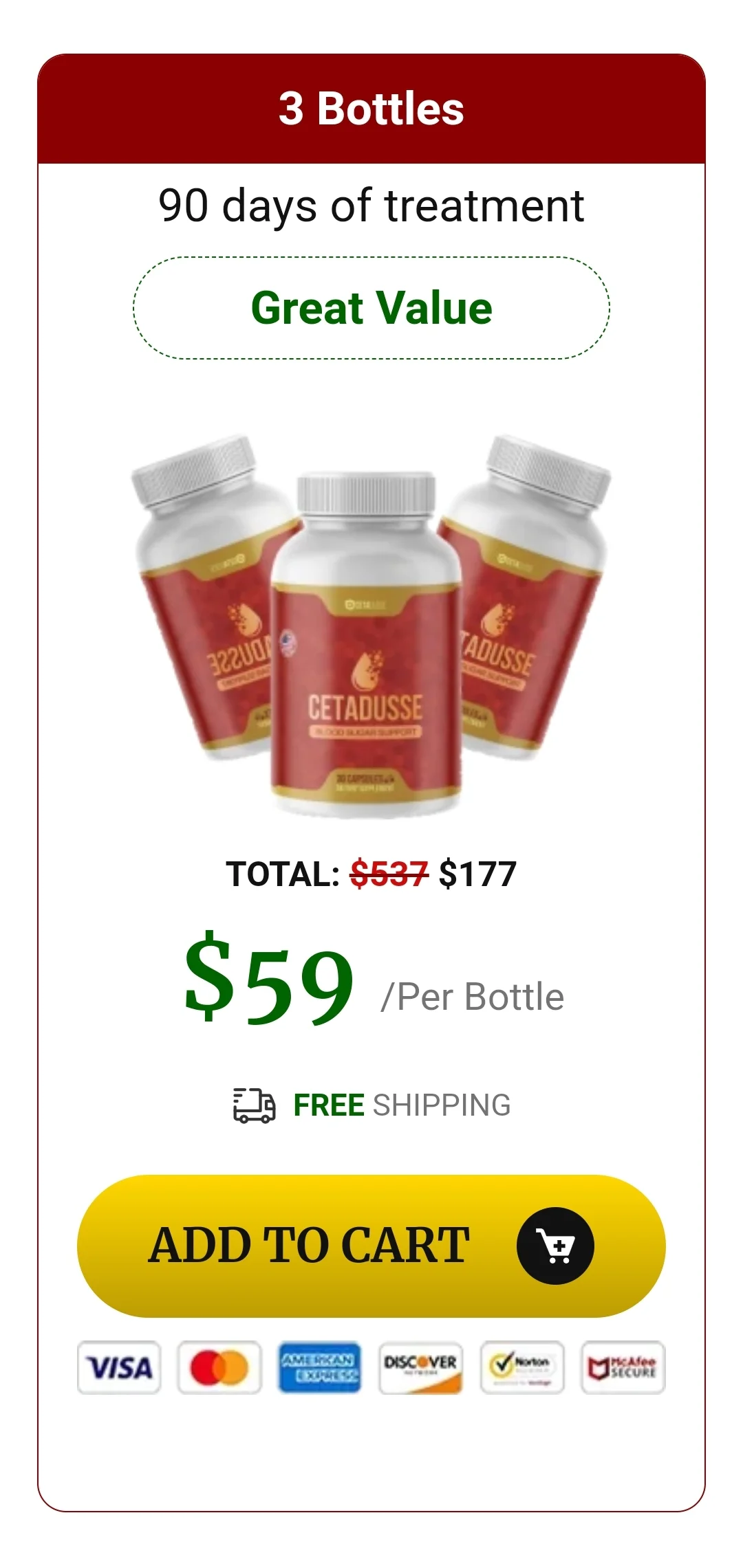 Cetadusse™ 3 bottles pricing